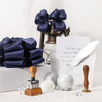Ribbli Navy Double Faced Satin Wired Ribbon 1.5 Inch Navy Christmas Ribbon - Image 3
