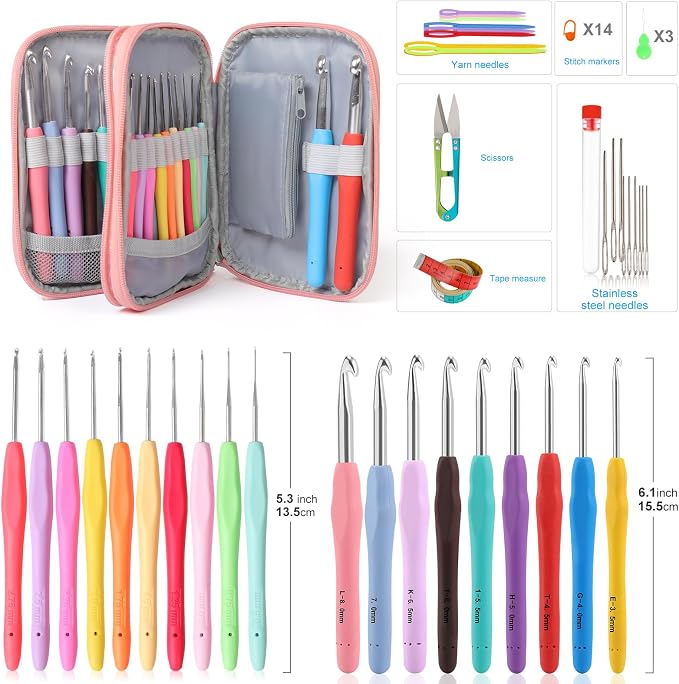 Vodiye 21 Sizes Ergonomic Crochet Hooks Set 0.5–10.0mm - Image 2