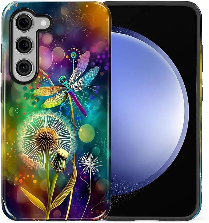 for Samsung Galaxy S23 Plus Case, Dragonfly Dandelion Colorful Pattern Glossy 2 - Image 2