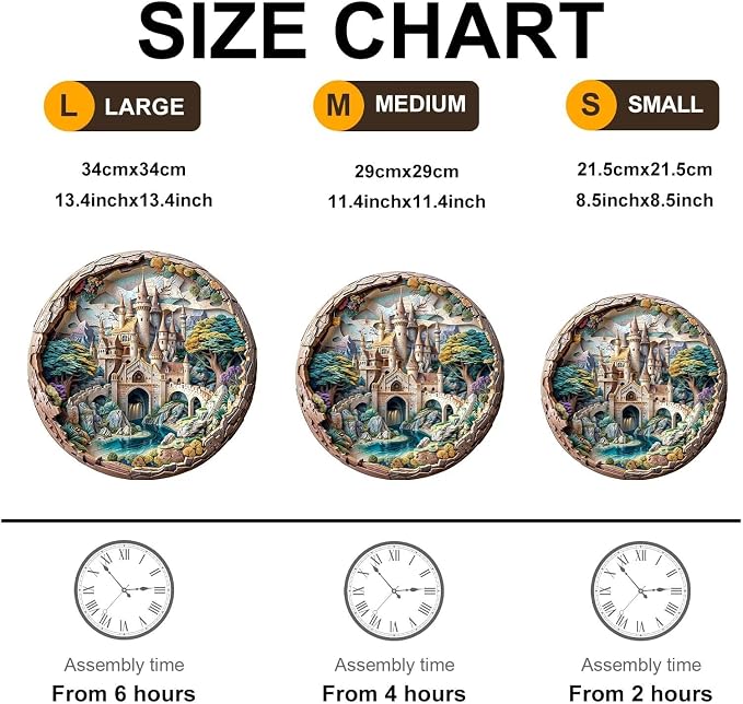 Wooden Puzzles Adults, 3D Fantasy Castle Round Wood Puzzle 300 Pieces, Unique - Image 5