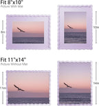 11x14 Picture Frame with Mat for 8x10, Wavy Edge Wooden Real Glass Photo Frame - Image 3