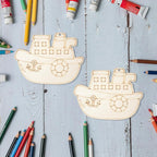 4In Steamship Shape Hanging Wood Ship Unfinished Wood - Image 3