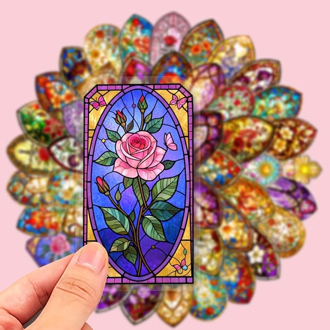 50PCS Transparent Stained Glass Stickers, Waterproof PET Cathedral Window Decals - Image 4