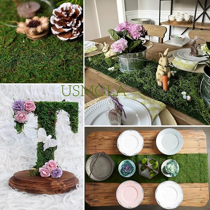 USMOLA Moss Roll, Dried Moss for Crafts, Moss Table Runner for Fairy Gardens - Image 7