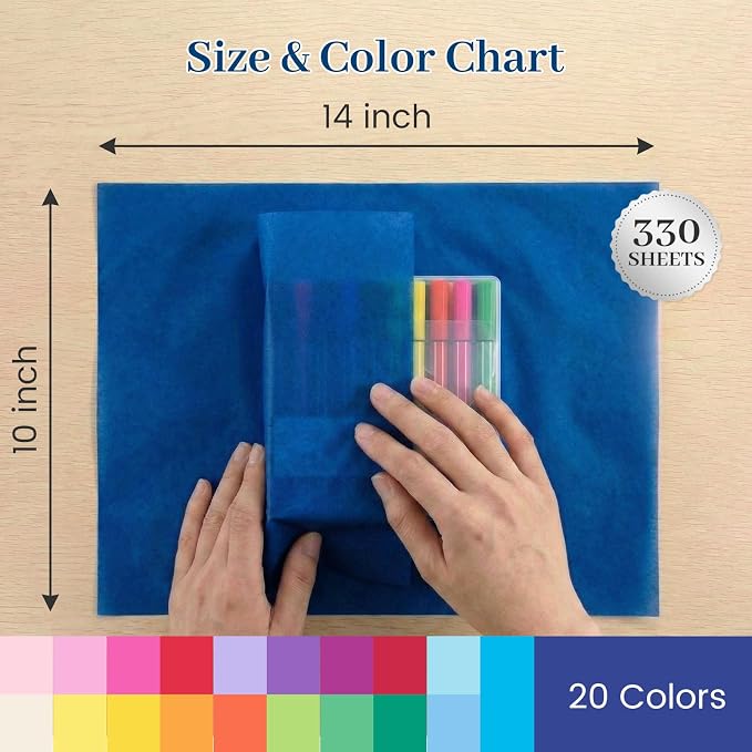 Shindel 330 Sheets Tissue Paper Bulk, 14x10 Inch Colored Wrapping Tissue Paper - Image 4