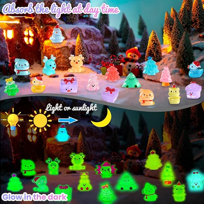 DIYDEC 40PCS Mini Christmas Luminous Figurines 40 Styles Christmas Resin - Image 3