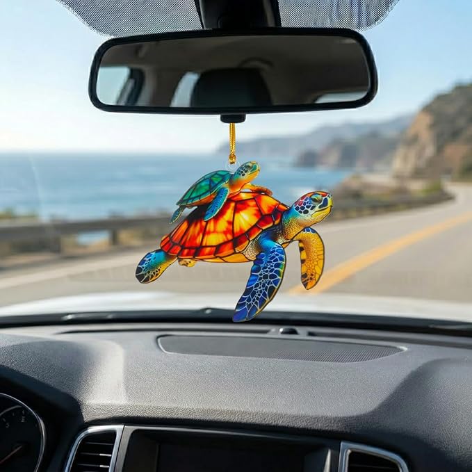 Sea Turtle Gifts for Women, Acrylic Faux Stained Glass Ornament, Beach Themed - Image 6