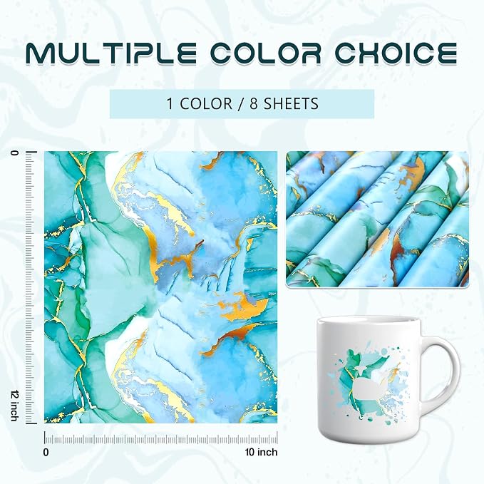 Tintnut Marble Blue Green Permanent Vinyl 8 Pcs 12x10in Self Adhesive Vinyl | - Image 2