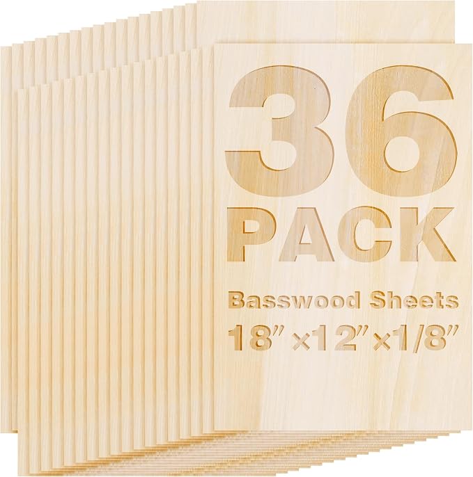 Basswood Sheets 18"x12"x1/8", 3mm Basswood by Unknown