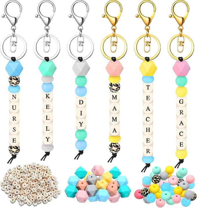 Landical 342 Pcs DIY Bead Keychain Kit Colorful Silicone Bead Personalized by Landical