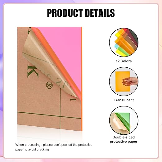 Lesnlok Colored Acrylic Sheets1/8 inch Thick 3mm 12 Pack 5 x 7 Clear Colored - Image 2