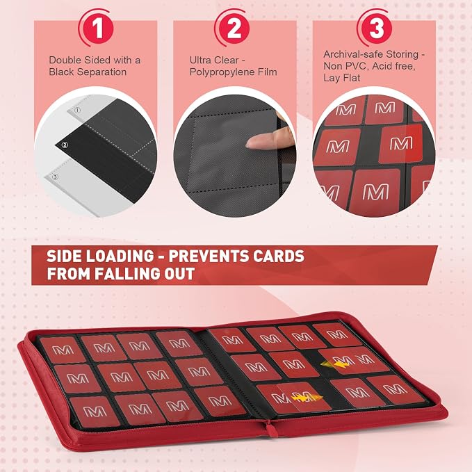 Premium Card Binder 12 Pocket for 720 Pockets Trading Card Binder, PU Zipper - Image 4