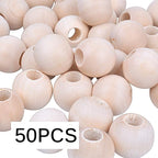 Jdesun 50 Pieces Wooden Beads, Natural Round Wood Loose Beads Wood Spacer 25mm - Image 6