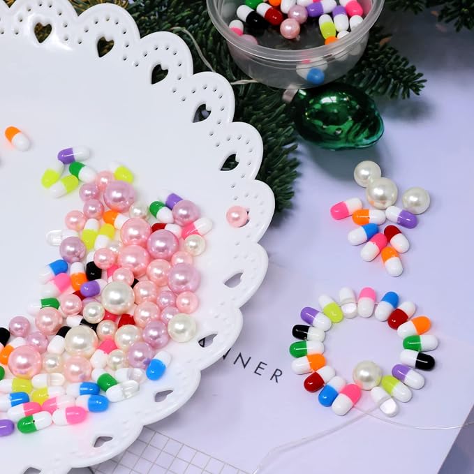 Honbay 100PCS Resin Craft Loose Beads Tiny Capsule Shaped Beads Pill Charms Bead - Image 6