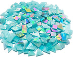Iridescent Aqua Stained Glass Mosaic Tiles, 280 Pieces Mixed 4 Shapes Stained - Image 2