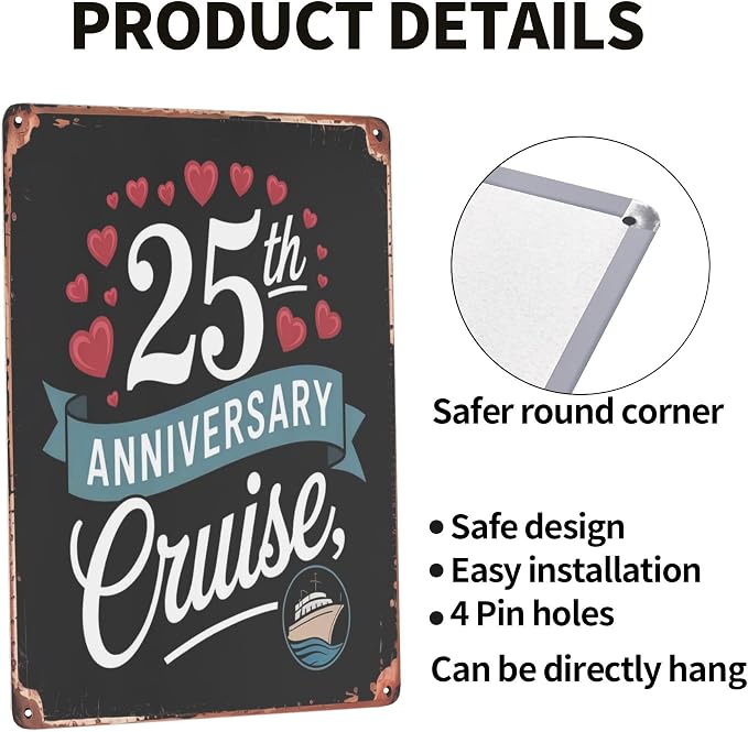 25th Anniversary Cruise metal tin sign 8x12 inch decorative wall decor - Image 4