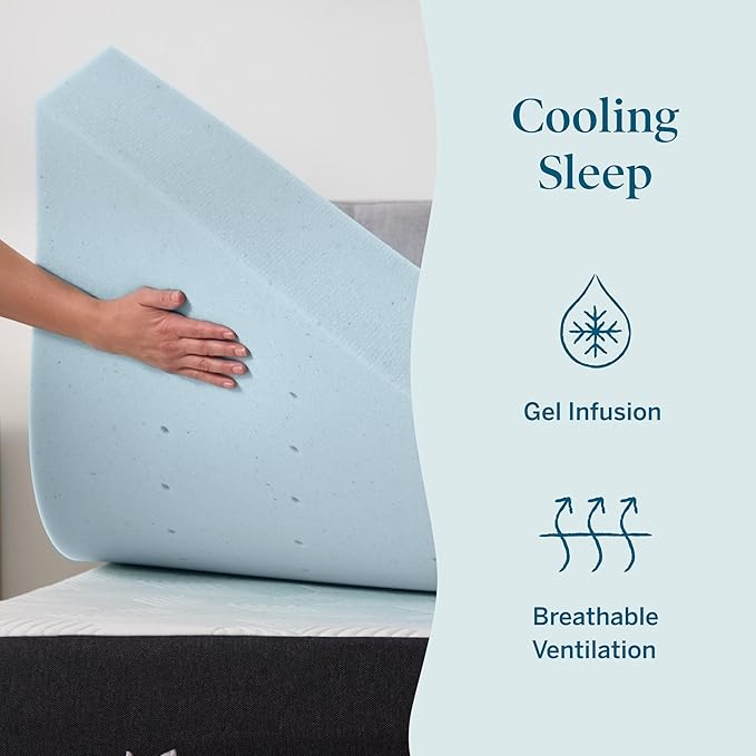 Lucid 4 Inch Memory Foam Mattress Topper, Full Size – Cooling Gel Bed Topper – - Image 2