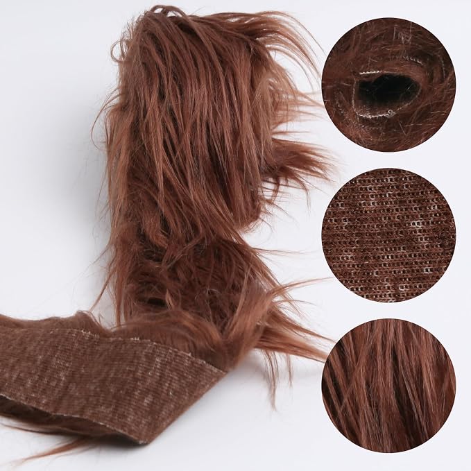 Shaggy Plush Faux Fur Fabric Precut Strips Coffee Fur Fluffy Fuzzy Craft Fur - Image 3