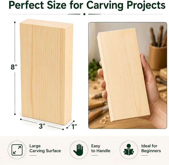 Unfinished Wood Blocks for Carving, Painting and DIY Crafts - Image 2