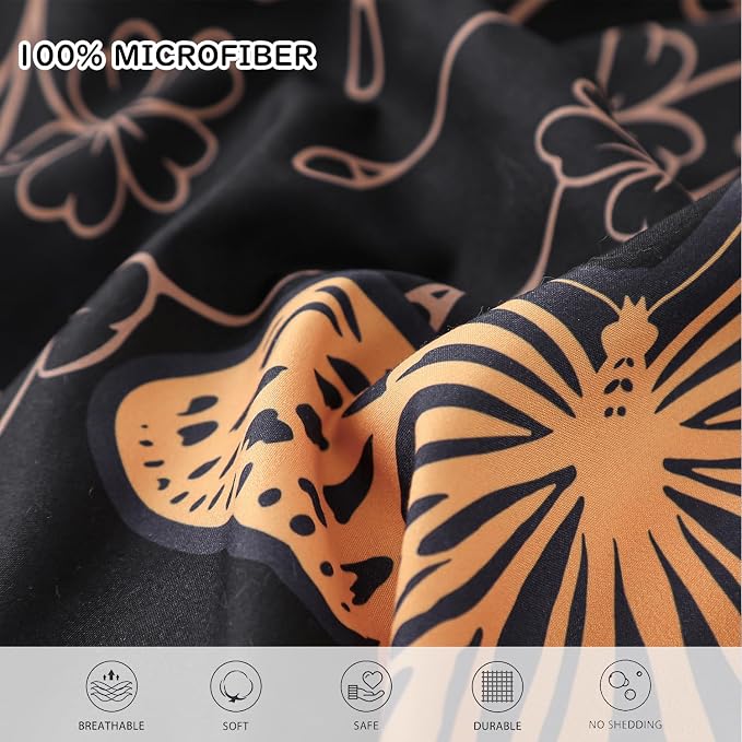 Yogeneg 7 Piece Bed in a Bag King Size Comforter Set Black Bedding Set - Image 5