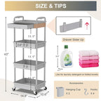 Goovilla 4 Tier Rolling Utility Cart Organizer - Image 4