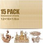 15 Pack Basswood Sheets 12x16x1/8 Inch, Balsa Wood Sheet, 3mm Plywood by Unknown