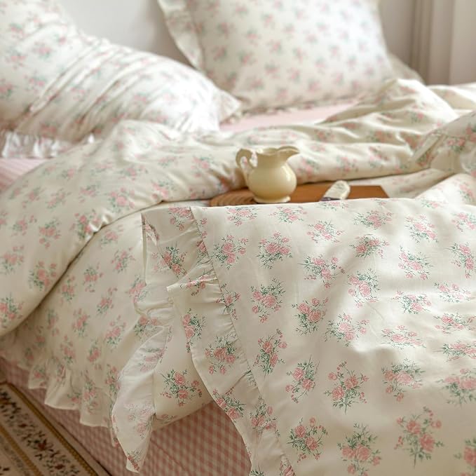 mixinni Pink Floral Duvet Cover Set Full Size - Image 9