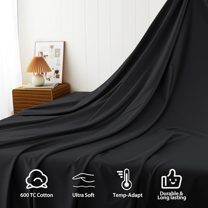 Cotton Flat Sheets Only, 600 TC 100% Cotton Flat Sheet Top Sheet Only, Twin - Image 4