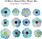 Esweny 12 Flower Stained Glass Mosaic Tiles - Image 3