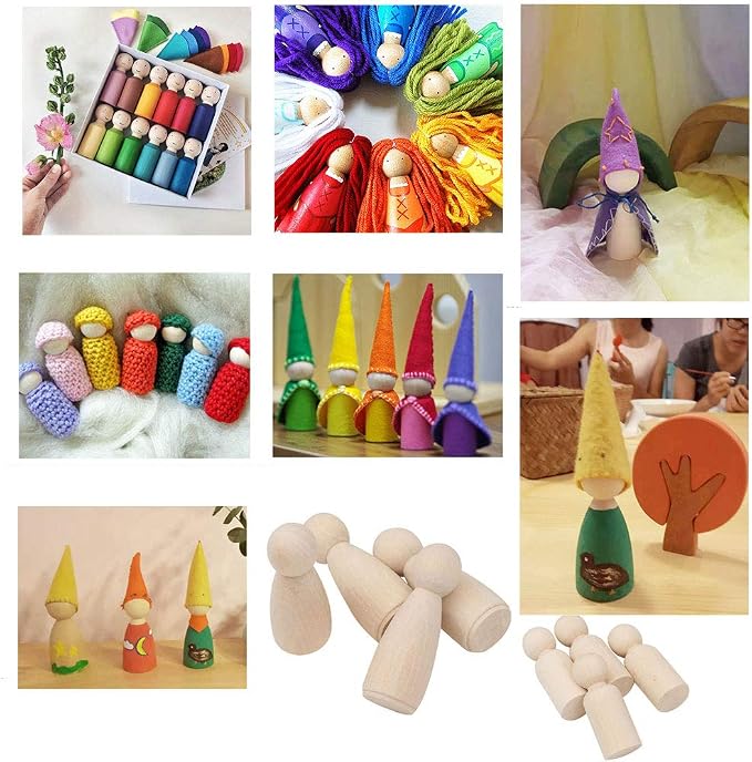 50 Pack Unfinished Wooden Peg Dolls & Figures - Image 2