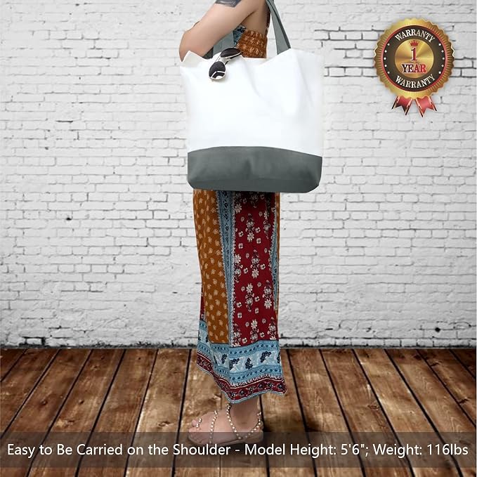 TOPDesign 1-Pack Super Strong Large 12oz Cotton Canvas Tote Bag, Reusable - Image 2