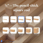 DIY Wooden Square Dowel Rod 1/4-inch x 18 Pack of 25 Hobby Wood Sticks - Image 6