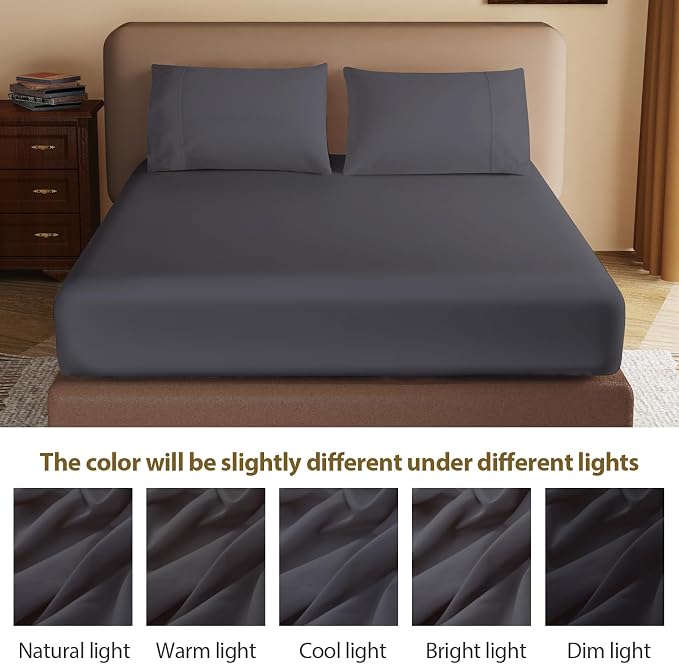 100% Egyptian Cotton Fitted Sheet King Size, 600 Thread Count, Soft & Elastic - Image 8