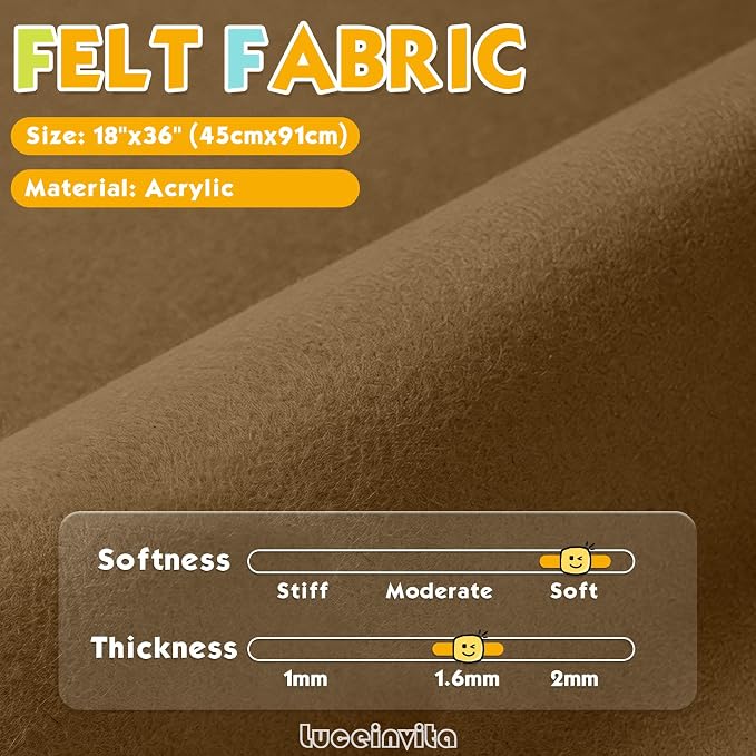 Friar Brown 18" X 36" Felt Fabric Sheet - Image 2