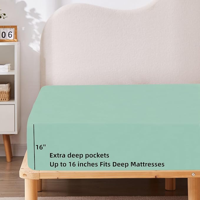 HBHLFZ Twin Fitted Sheet Only, Soft Breathable Bottom Sheet - Image 3