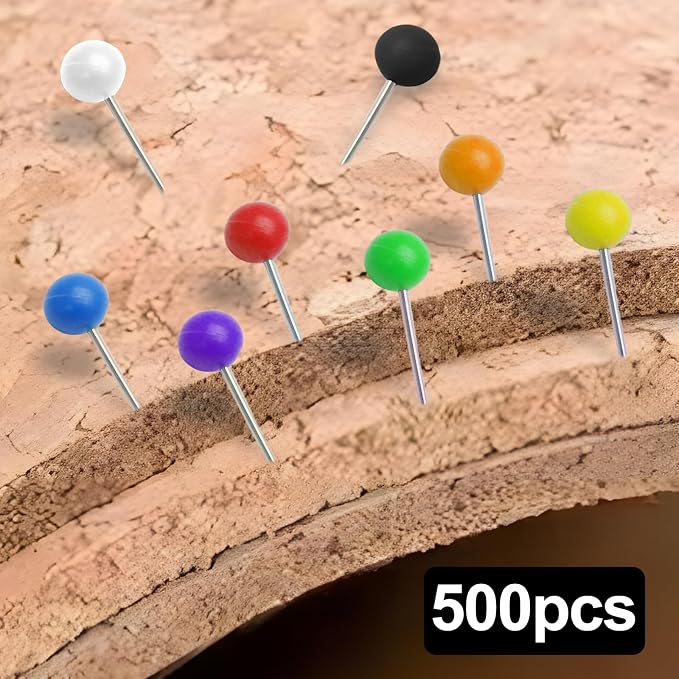 Yellow Map Pins, 1/8 Inch, Round Ball Head | Map Tacks, Push Pins - Image 5