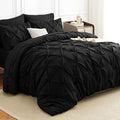 HIMEET Pintuck Bed in a Bag, 5 Pieces Twin Comforter Set Black, Pinch Pleat Bed by Unknown