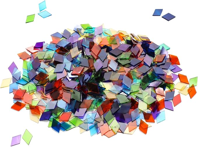 520pcs/100g Diamond Mosaic Tiles, High Transparency Stained Glass Mosaic Tiles by HJRTIUOH