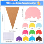 MixTeach 200 Pcs Paper Ice Cream Cone Cutouts Summer Bulletin Board Decorations - Image 2