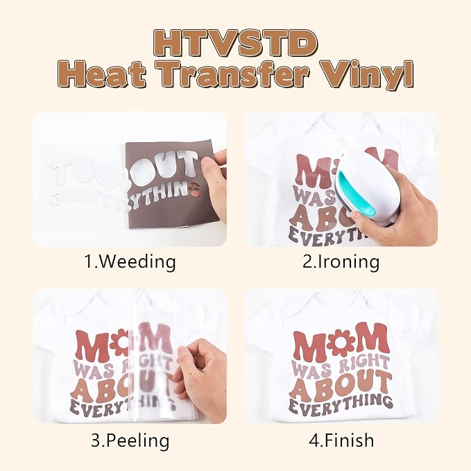 HTVSTD Deep Orange Boho HTV Heat Transfer Vinyl 8pcs 12×10in Iron on Vinyl | - Image 3