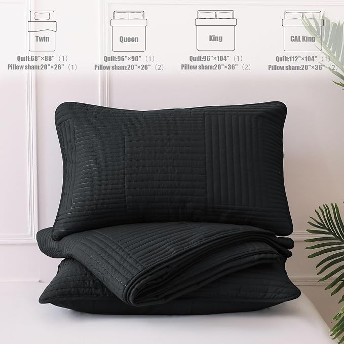 Whale Flotilla Ultra Soft Queen Quilt Bedding Set, Lightweight Microfiber Black - Image 8