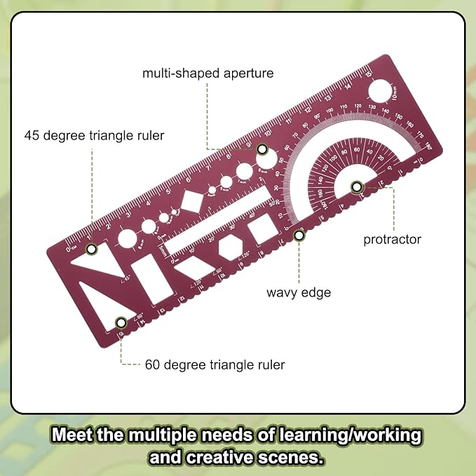 HARFINGTON Multifunctional Geometric Rulers 15cm Metric and SAE Aluminum - Image 4