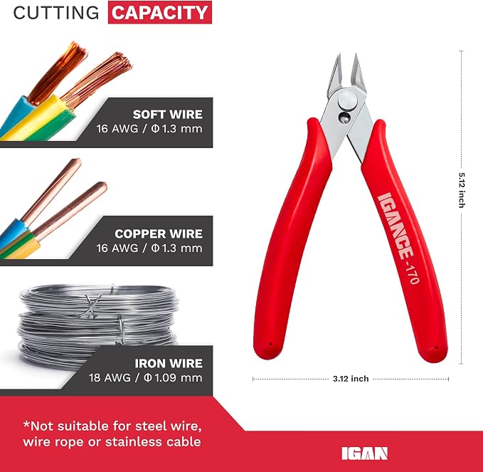 IGAN Wire Flush Cutters, Precision Jewelry Making Cutting Pliers, Micro Wire - Image 2