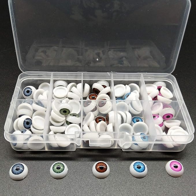 TIHOOD 100pcs/box 12mm Doll Eyeballs Half Round Acrylic Eyes - Image 4