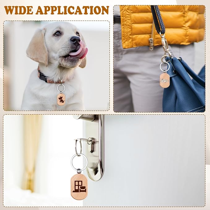 Wooden Keychain Blanks 100 Pcs Wood Key Chain Tags Bulk | Rounded Square - Image 2
