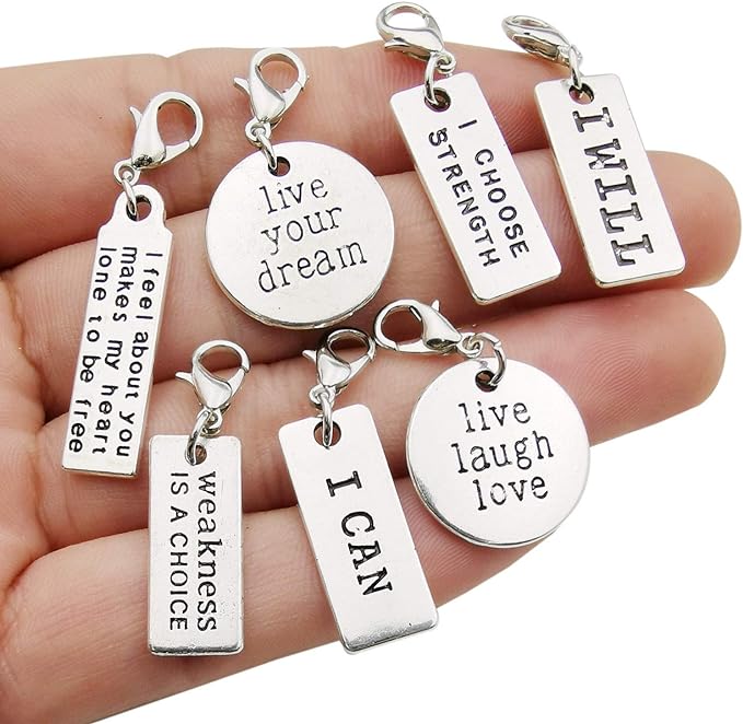 WOCRAFT 20pcs Craft Supplies Handmade Assorted Antique Silver Inspiration Words by WOCRAFT