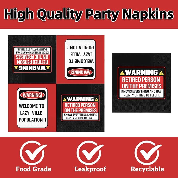 40pcs Funny Happy Retirement Decorations Caution Retirement Paper Plates and - Image 4