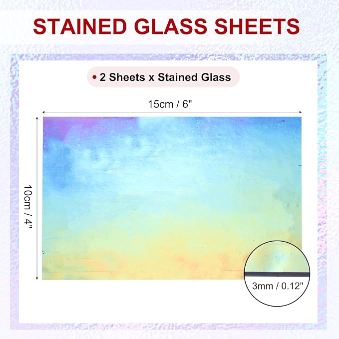 PATIKIL 4 x 6 Inch Transparent Stained Glass Sheets, 2 Sheets Mosaic Glass - Image 2