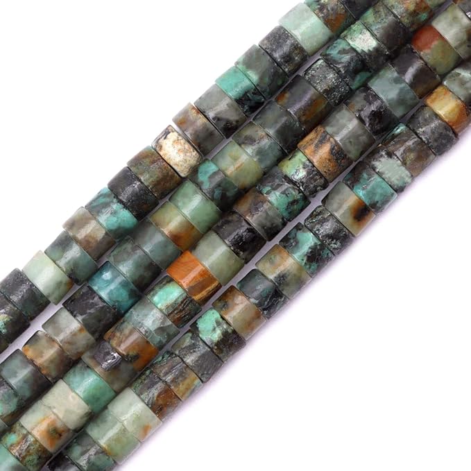 Natural Stone Heishi Beads for Necklace Making, 4mm x 2mm Small Flat Round by YUGDRUZY