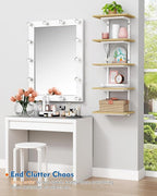 Harwaya White and Natural Tiered Wall Shelf Unit, 5 Tier Display Floating - Image 7